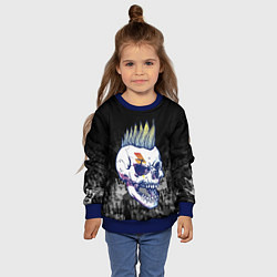 Свитшот детский Череп с ирокезы, цвет: 3D-синий — фото 2