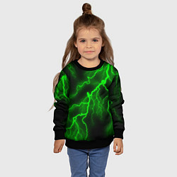 Свитшот детский МОЛНИЯ GREEN NEON, цвет: 3D-черный — фото 2