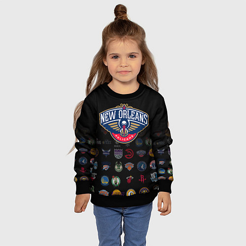 Детский свитшот New Orleans Pelicans 1 / 3D-Черный – фото 4