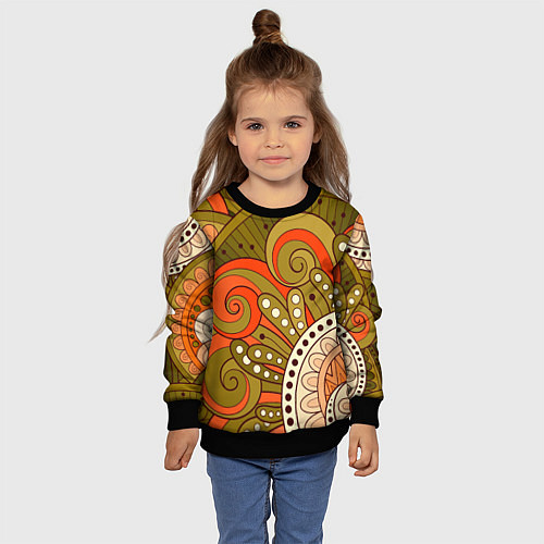 Детский свитшот Детский оранжево-болотный / 3D-Черный – фото 4