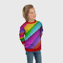 Свитшот детский Яркая мозаика радуга диагональ, цвет: 3D-красный — фото 2