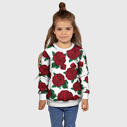 Свитшот детский Винтажные розы, цвет: 3D-белый — фото 2