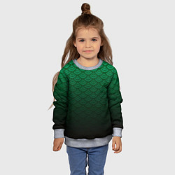 Свитшот детский Узор зеленая чешуя дракон, цвет: 3D-меланж — фото 2