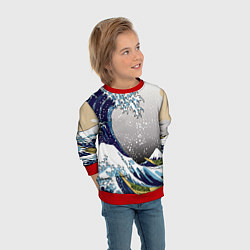 Свитшот детский The great wave off kanagawa, цвет: 3D-красный — фото 2