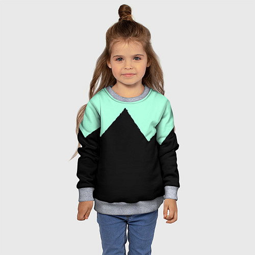 Детский свитшот Неровные зубья черный мятный / 3D-Меланж – фото 4