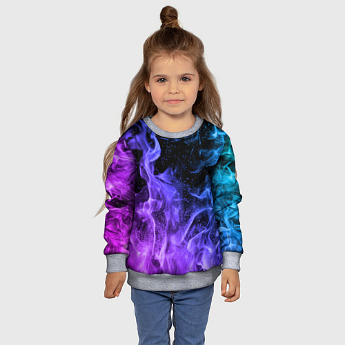 Детский свитшот ОГОНЬ НЕОН / 3D-Меланж – фото 4