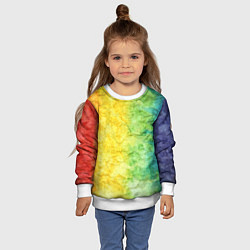 Свитшот детский Разноцветный акварель градиент, цвет: 3D-белый — фото 2