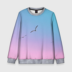 Свитшот детский Чайки птицы полет градиент, цвет: 3D-меланж