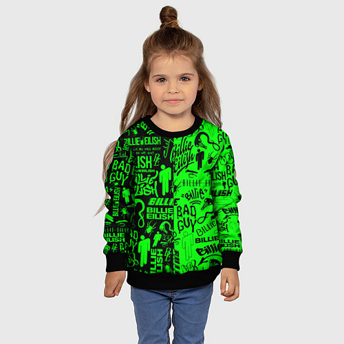 Детский свитшот BILLIE EILISH БИЛЛИ АЙЛИШ / 3D-Черный – фото 4