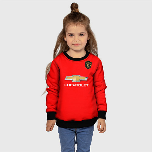 Детский свитшот Манчестер Юнайтед форма 2020 / 3D-Черный – фото 4