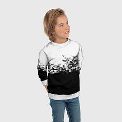 Свитшот детский Узоры линии черный белый чб, цвет: 3D-белый — фото 2