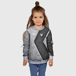 Свитшот детский BMW - emblem - metal - texture, цвет: 3D-меланж — фото 2