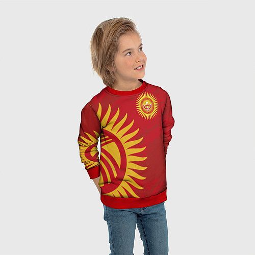 Детский свитшот Киргизия / 3D-Красный – фото 3