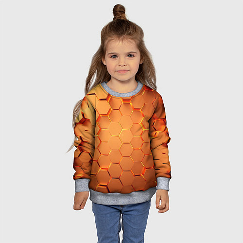 Детский свитшот Золотые 3D плиты / 3D-Меланж – фото 4