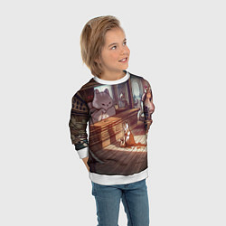 Свитшот детский Кошачий город, цвет: 3D-белый — фото 2