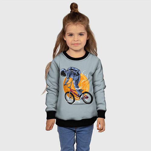 Детский свитшот Космический велосипедист Z / 3D-Черный – фото 4