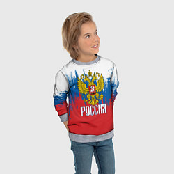 Свитшот детский РОССИЯ ТРИКОЛОР, цвет: 3D-меланж — фото 2