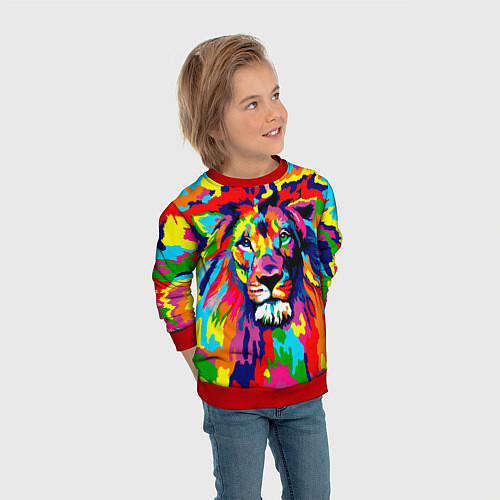 Детский свитшот Лев Artistic Art / 3D-Красный – фото 3