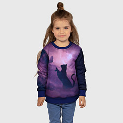 Свитшот детский Кошка играет с бабочкой, цвет: 3D-синий — фото 2