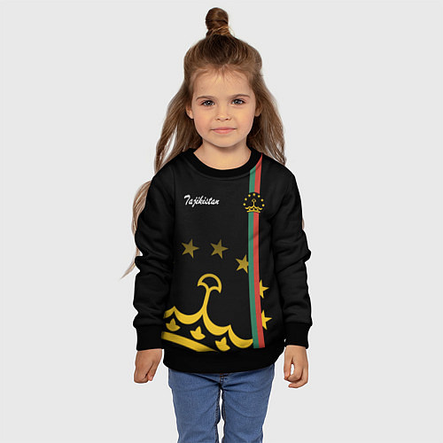 Детский свитшот Таджикистан - серб страны / 3D-Черный – фото 4