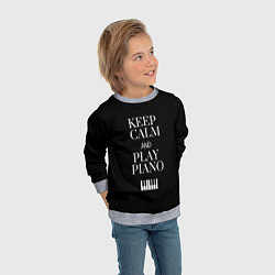 Свитшот детский Keep calm and play piano, цвет: 3D-меланж — фото 2