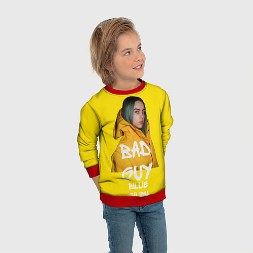 Детский свитшот Billie Eilish Билли Айлиш / 3D-Красный – фото 3