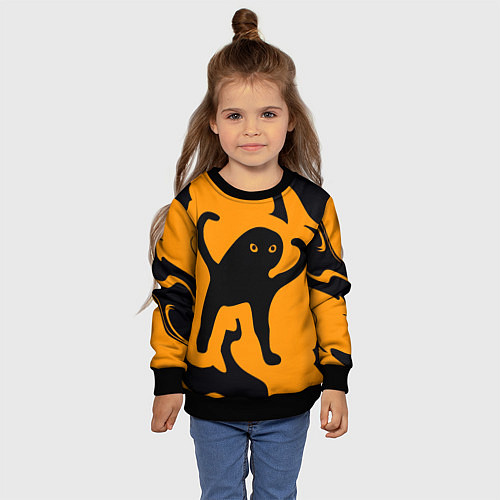 Детский свитшот Кот- мем / 3D-Черный – фото 4