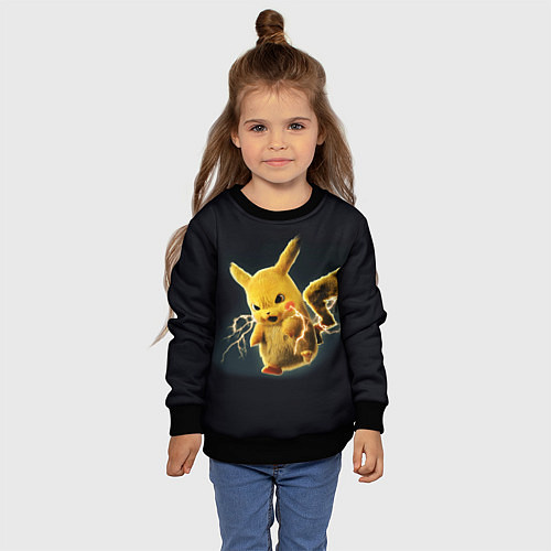 Детский свитшот Pikachu Pika Pika / 3D-Черный – фото 4