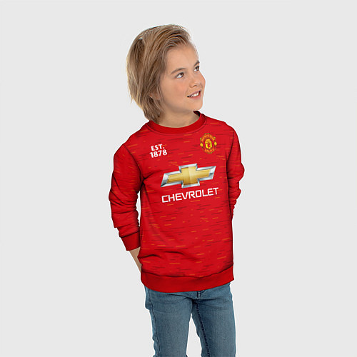Детский свитшот MANCHESTER UNITED 2021 - HOME / 3D-Красный – фото 3