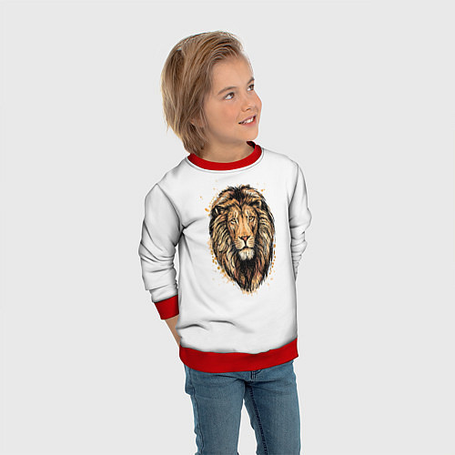 Детский свитшот Лев / 3D-Красный – фото 3