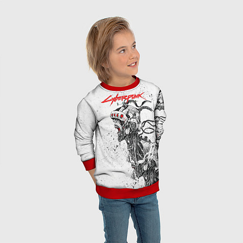 Детский свитшот CYBERPUNK 2077 / 3D-Красный – фото 3