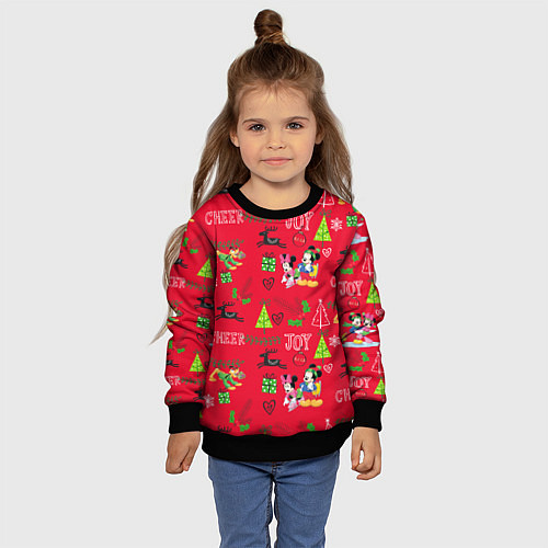 Детский свитшот Mickey & Minnie pattern / 3D-Черный – фото 4