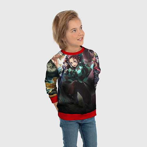 Детский свитшот КЛИНОК РАССЕКАЮЩИЙ ДЕМОНОВ / 3D-Красный – фото 3