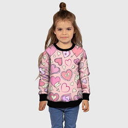 Свитшот детский Розовые сердечки, цвет: 3D-черный — фото 2