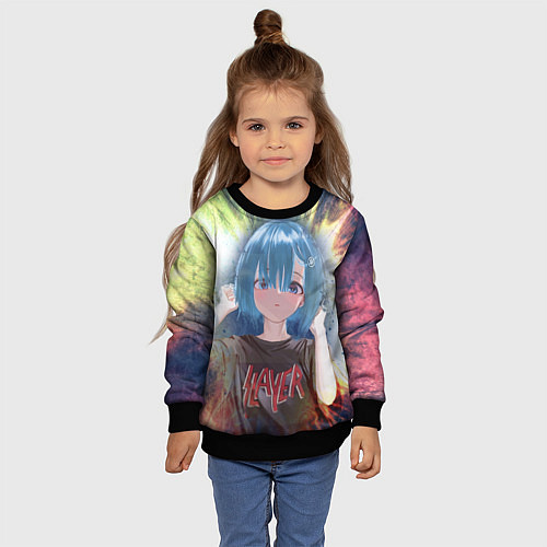 Детский свитшот Rem Slayer / 3D-Черный – фото 4