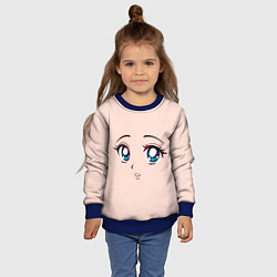 Свитшот детский Surprised anime face, цвет: 3D-синий — фото 2