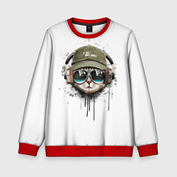 Свитшот детский Крутой кот, цвет: 3D-красный