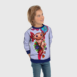 Свитшот детский Магический аксолотль, цвет: 3D-синий — фото 2