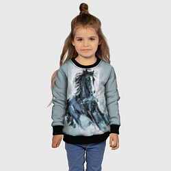 Свитшот детский Нарисованный конь, цвет: 3D-черный — фото 2