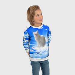 Свитшот детский Кот в облаках, цвет: 3D-белый — фото 2