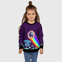 Свитшот детский AMONG US neon rainbow, цвет: 3D-черный — фото 2
