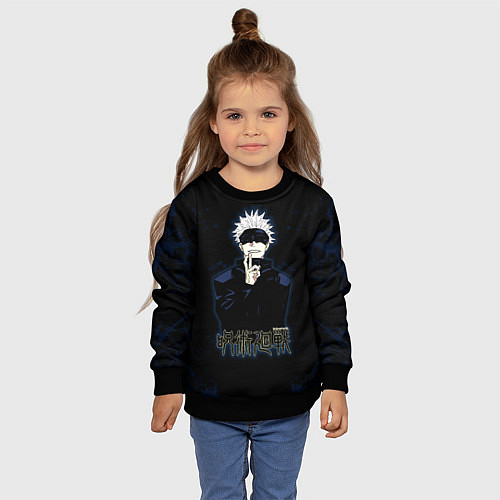 Детский свитшот Jujutsu Kaisen - Satoru Gojou / 3D-Черный – фото 4