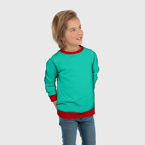 Детский свитшот Бискайский зеленый без рисунка / 3D-Красный – фото 3