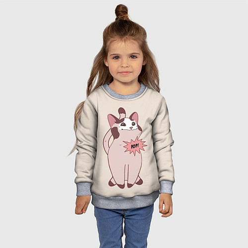 Детский свитшот Pop Cat / 3D-Меланж – фото 4