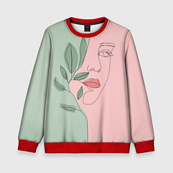 Свитшот детский Девушка с листьями, цвет: 3D-красный