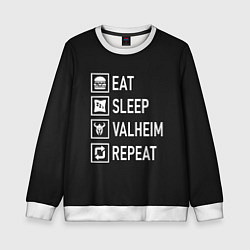 Свитшот детский EatSleepValheimRepeat, цвет: 3D-белый