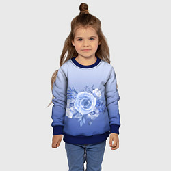 Свитшот детский Голубая роза акварель, цвет: 3D-синий — фото 2