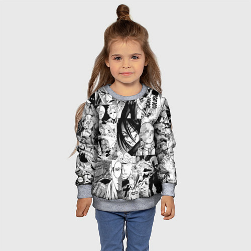 Детский свитшот One-Punch Man Ванпачмен / 3D-Меланж – фото 4