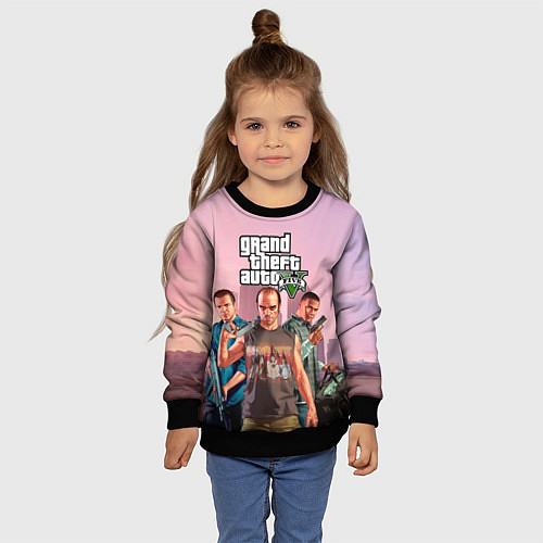 Детский свитшот Персонажи ГТА 5 / 3D-Черный – фото 4
