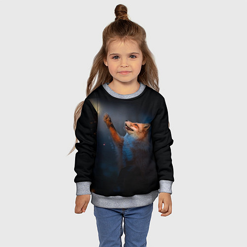 Детский свитшот Лиса и огонек / 3D-Меланж – фото 4